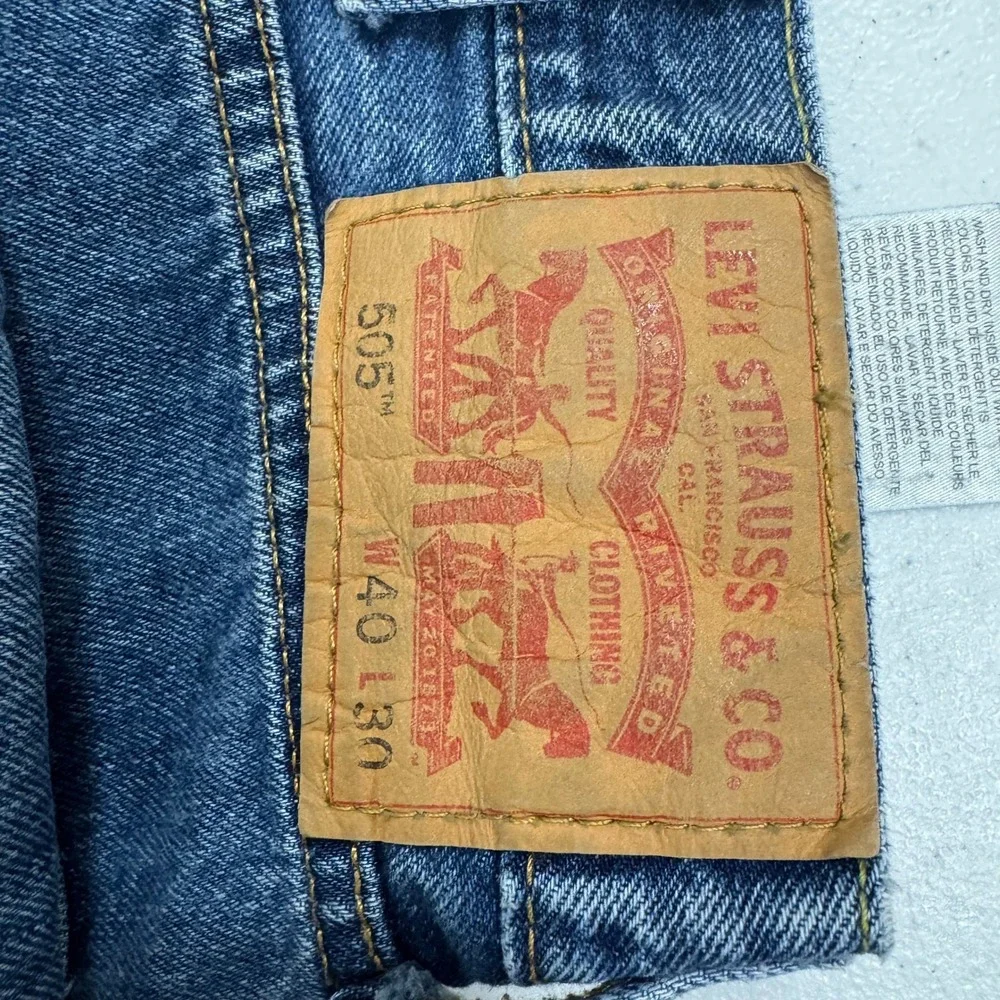 Levis 505 Regular Fit‎ Straight Leg Jeans Blue Medium Wash Mens W40 L30